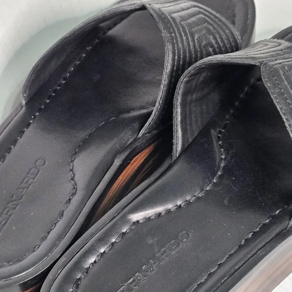 Bernardo FAEDRA Rare Black Quilted Platform Wedge Slide Brazil Sandals 8